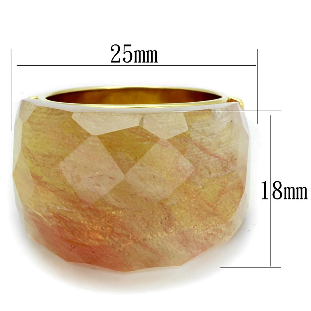 MALO3582 - Gold Brass Ring with Synthetic Synthetic Glass in Light Peach