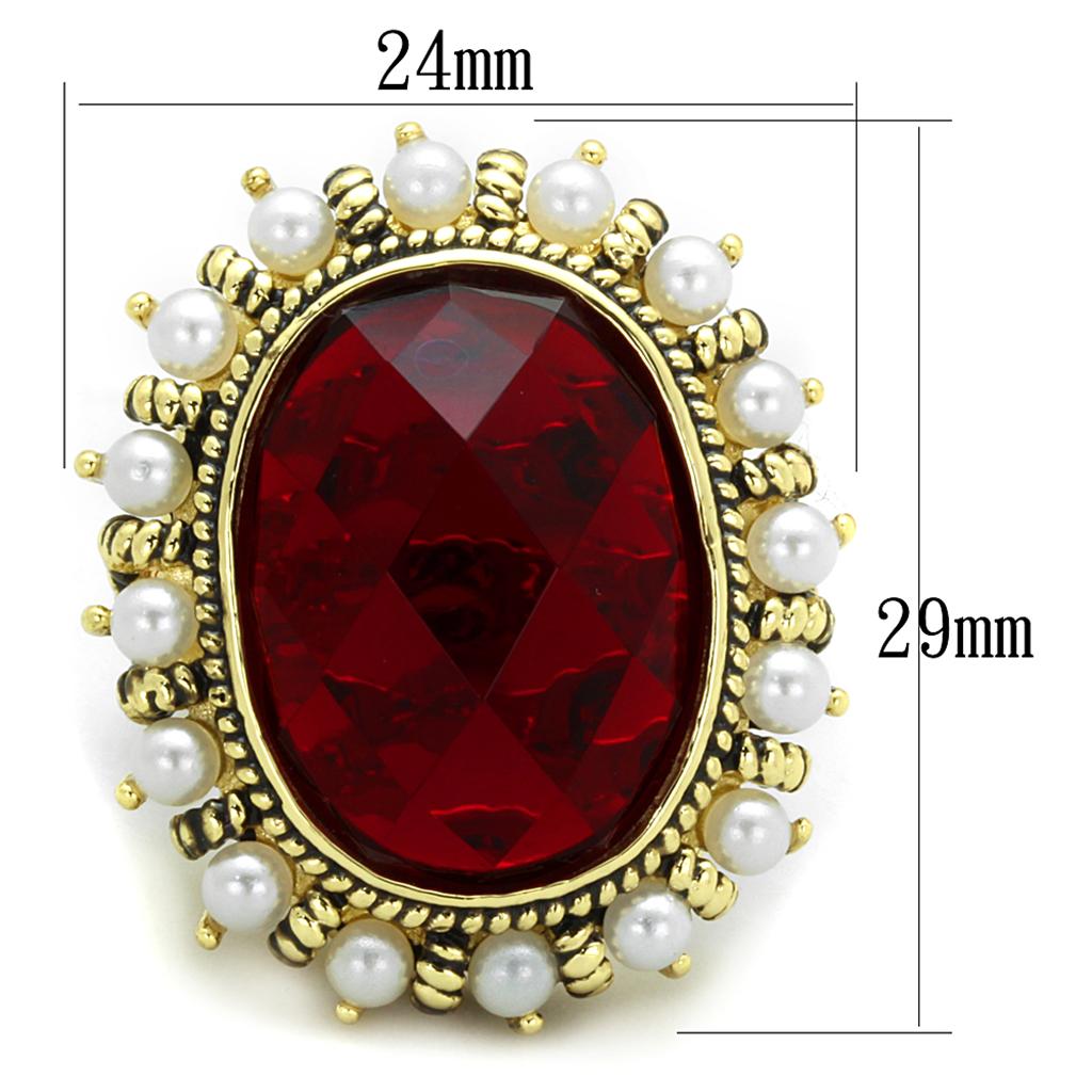 MALO3585 - Flash Gold Brass Ring with Synthetic Synthetic Glass in Siam