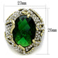 MALO3588 - Flash Gold Brass Ring with Synthetic Synthetic Glass in Emerald