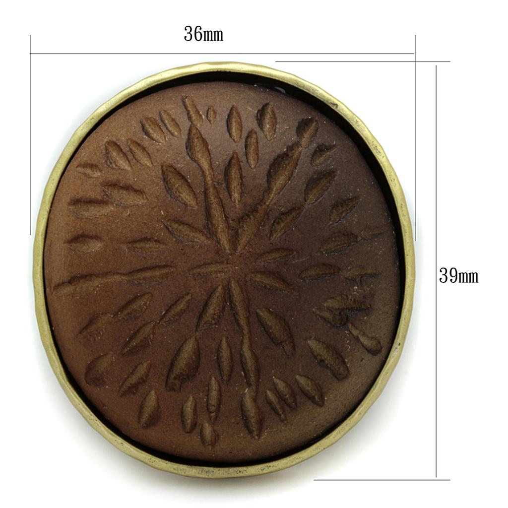 MALO3602 - Antique Copper Brass Ring with Synthetic Synthetic Stone in Gray