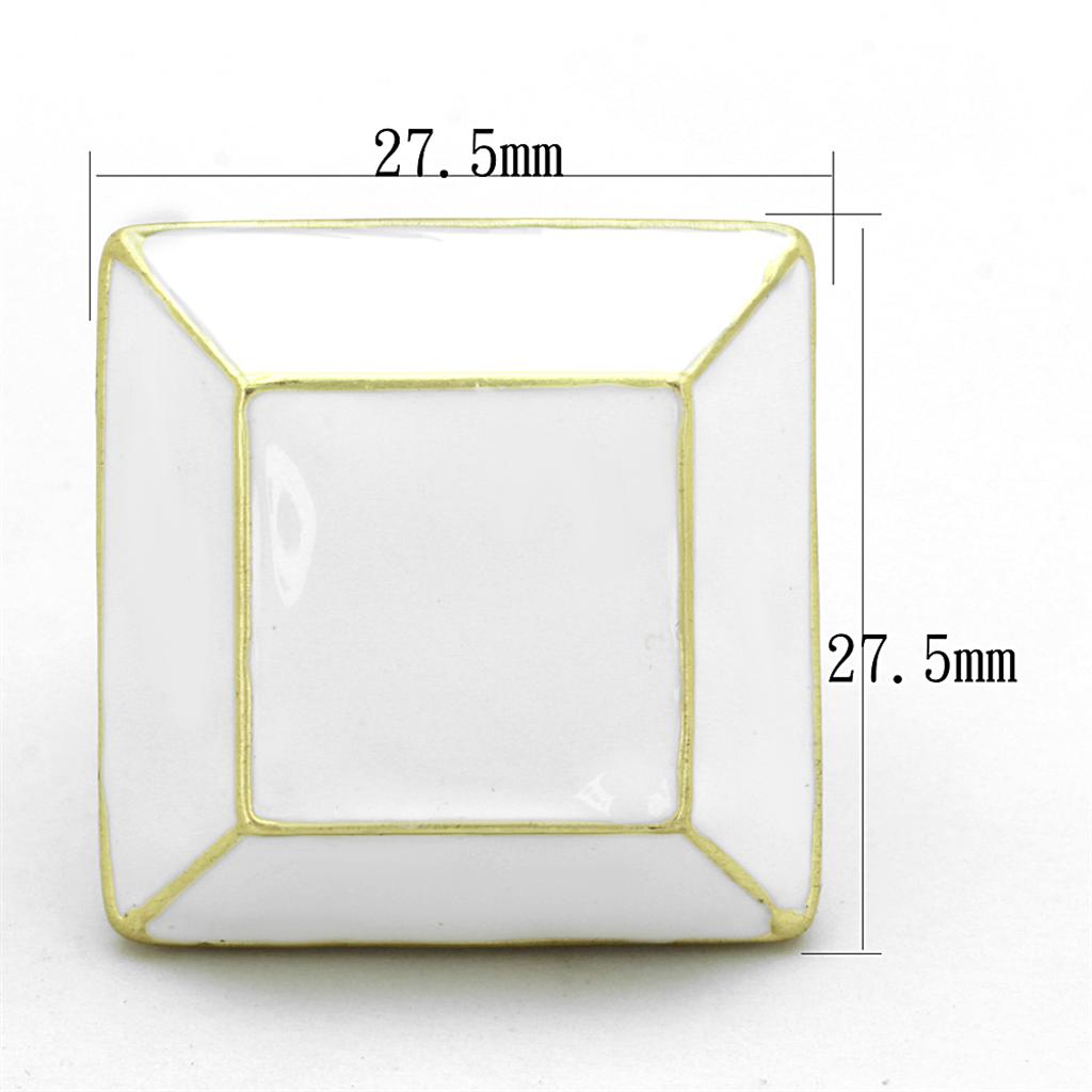 MALO3604 - Gold & Brush Brass Ring with Epoxy  in White