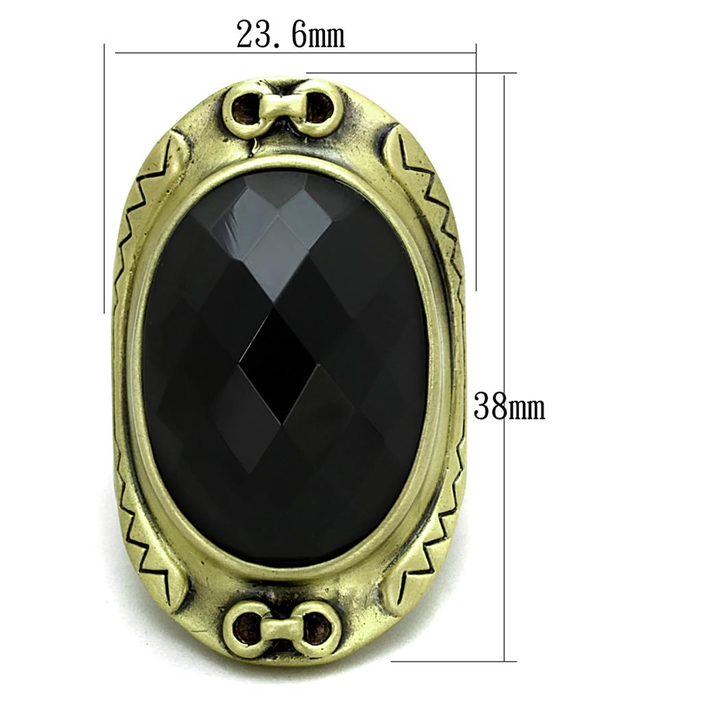 MALO3606 Antique Copper Brass Ring with Synthetic in Jet