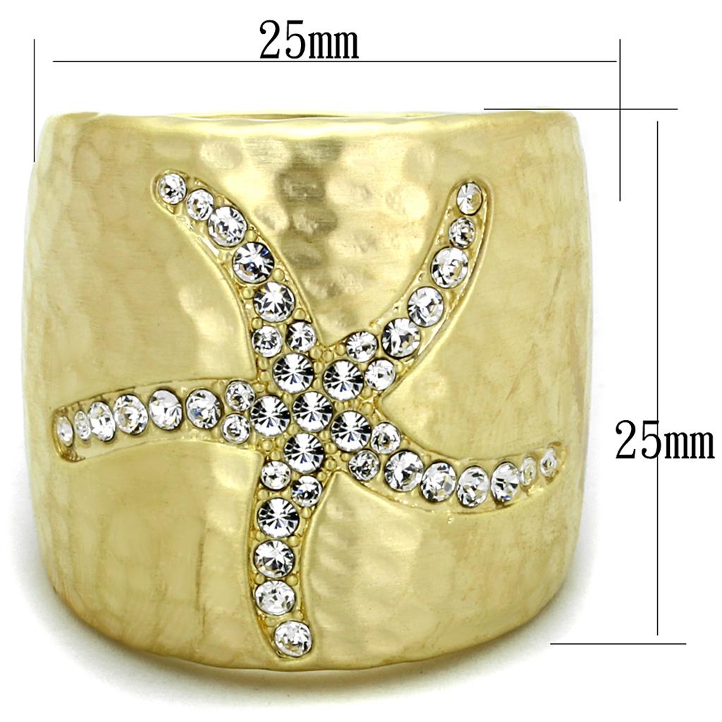 MALO3637 - Gold & Brush Brass Ring with Top Grade Crystal  in Clear