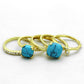 MALO3650 - Gold Brass Ring with Synthetic Turquoise in Sea Blue