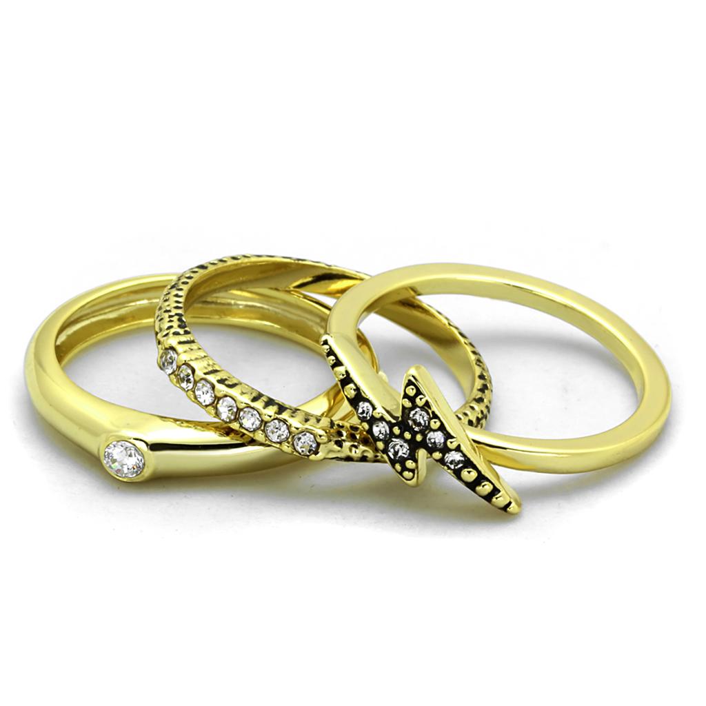 MALO3651 - Gold Brass Ring with Top Grade Crystal  in Clear
