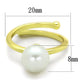 MALO3656 - Gold Brass Ring with Synthetic Pearl in White