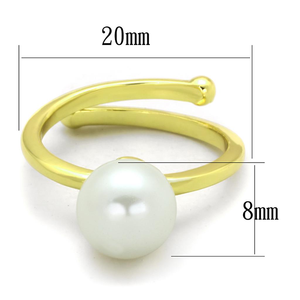 MALO3656 - Gold Brass Ring with Synthetic Pearl in White