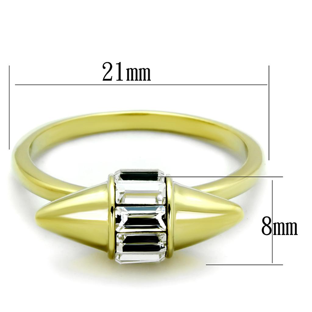 MALO3657 - Gold Brass Ring with Top Grade Crystal  in Clear