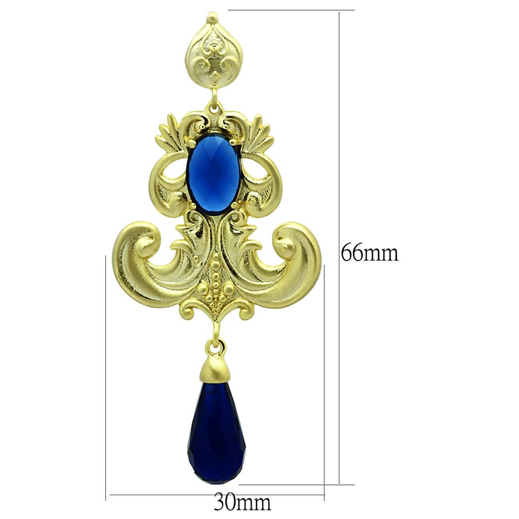 MALO3680 - Gold & Brush Brass Earrings with Synthetic Synthetic Glass in Montana