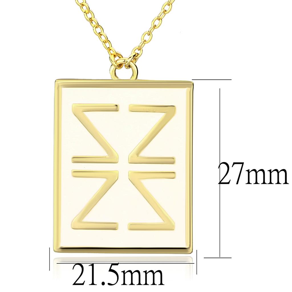 MALO3684 - Gold Brass Chain Pendant with Epoxy  in White