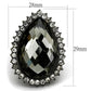 MALO3688 - Ruthenium Brass Ring with Synthetic Synthetic Glass in Black Diamond
