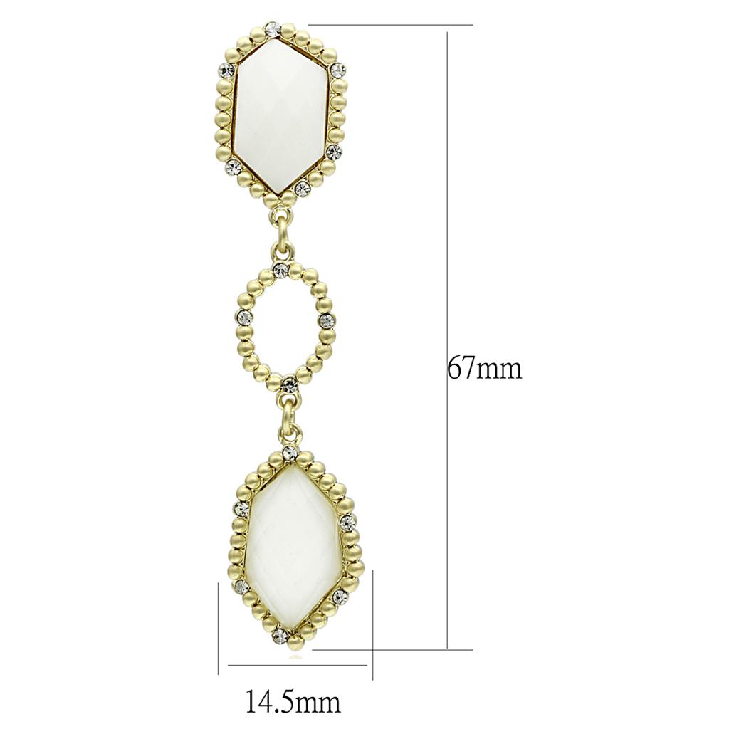 MALO3692 - Gold & Brush Brass Earrings with Synthetic Synthetic Stone in Clear