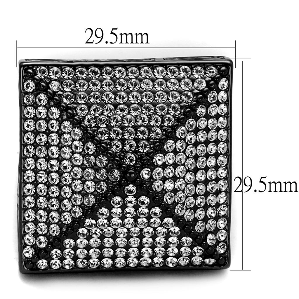 MALO3696 - TIN Cobalt Black Brass Ring with Top Grade Crystal  in Clear