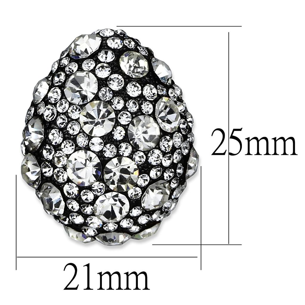 MALO3700 - TIN Cobalt Black Brass Earrings with Top Grade Crystal  in Clear