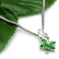 MALO3720 Rhodium Brass Chain Pendant with Synthetic in Emerald