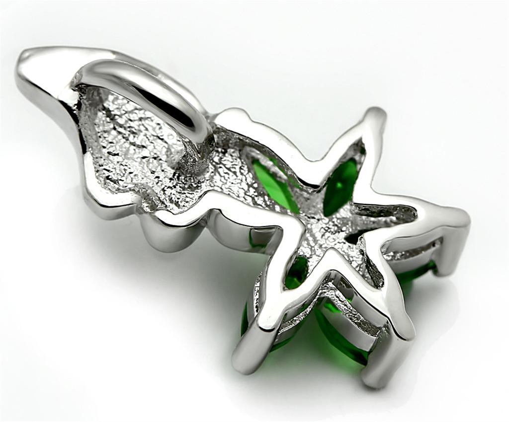 MALO3720 Rhodium Brass Chain Pendant with Synthetic in Emerald
