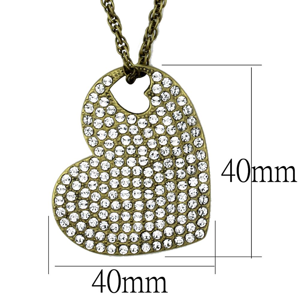 MALO3726 - Antique Copper Brass Chain Pendant with Top Grade Crystal  in Clear