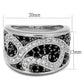 MALO3739 - Rhodium + Ruthenium Brass Ring with AAA Grade CZ  in Black Diamond