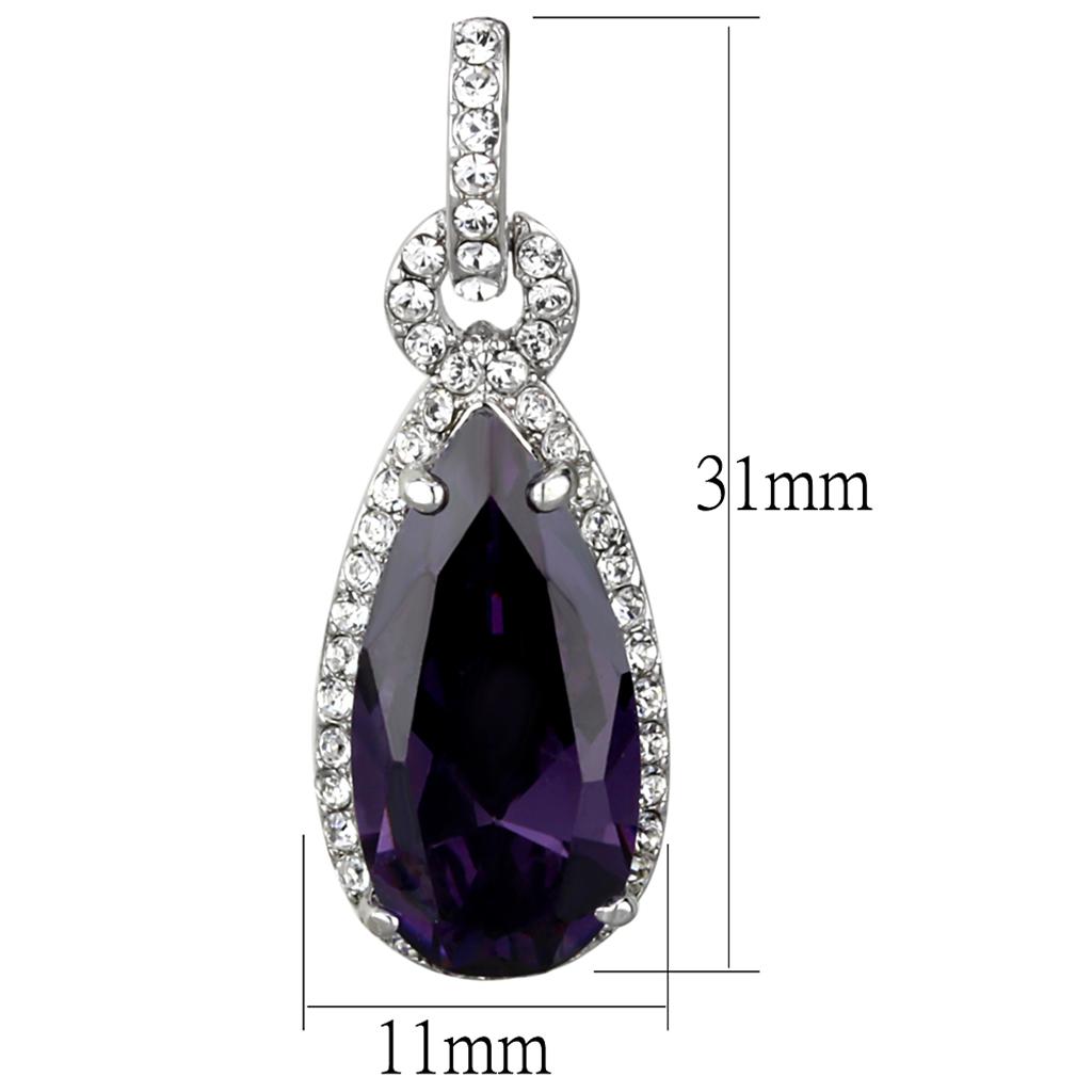 MALO3756 - Rhodium Brass Earrings with AAA Grade CZ  in Amethyst