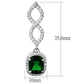 MALO3761 - Rhodium Brass Earrings with Synthetic Synthetic Glass in Emerald