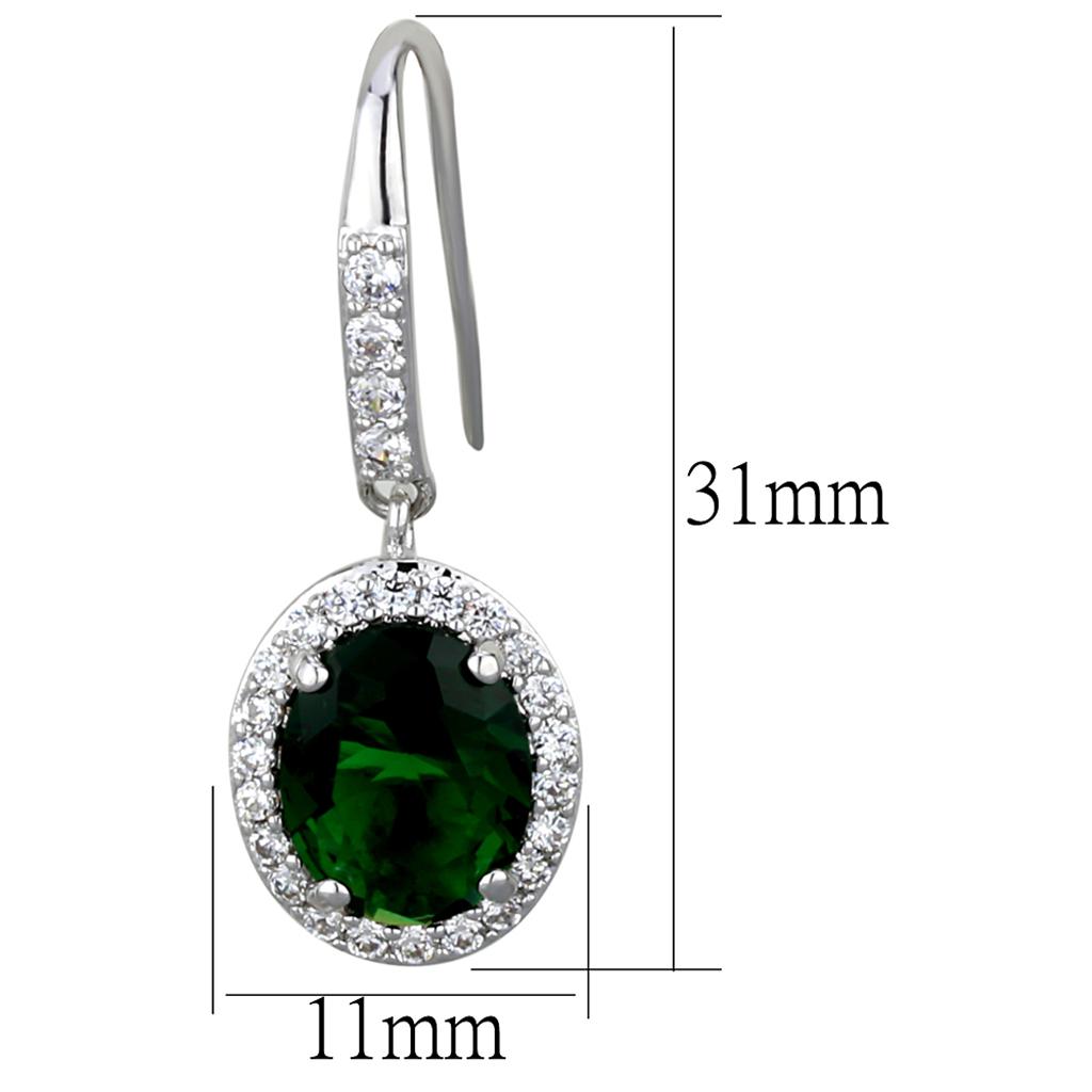 MALO3769 - Rhodium Brass Earrings with Synthetic Synthetic Glass in Emerald