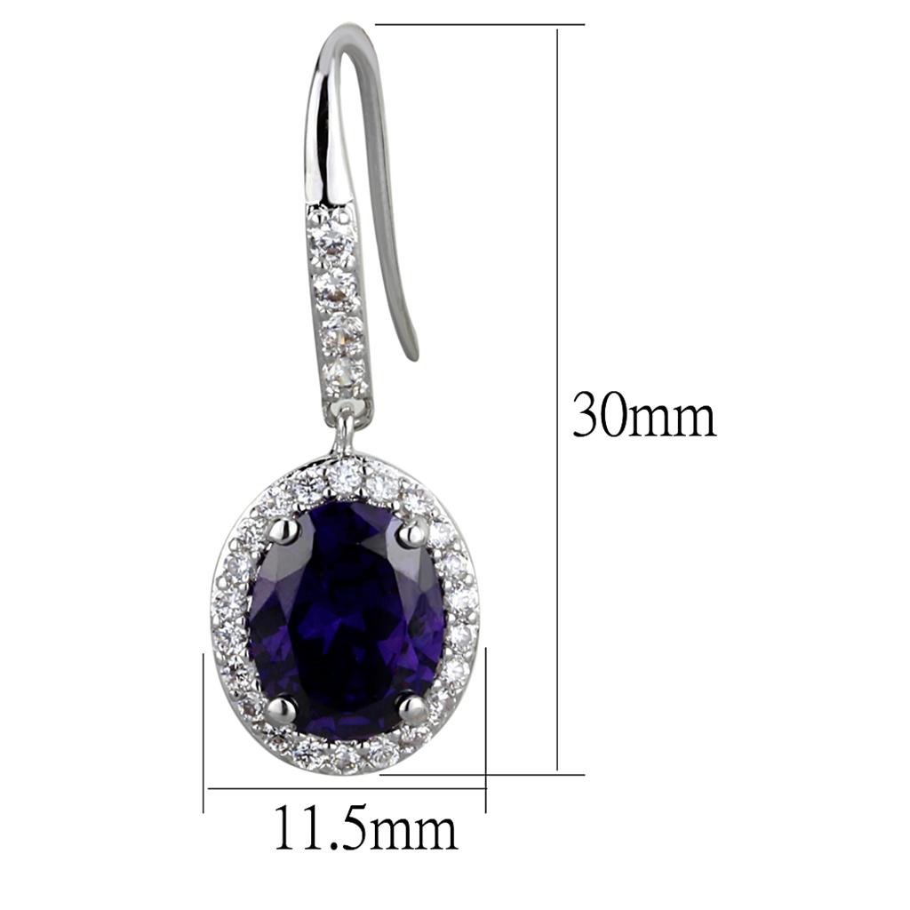 MALO3771 - Rhodium Brass Earrings with AAA Grade CZ  in Amethyst