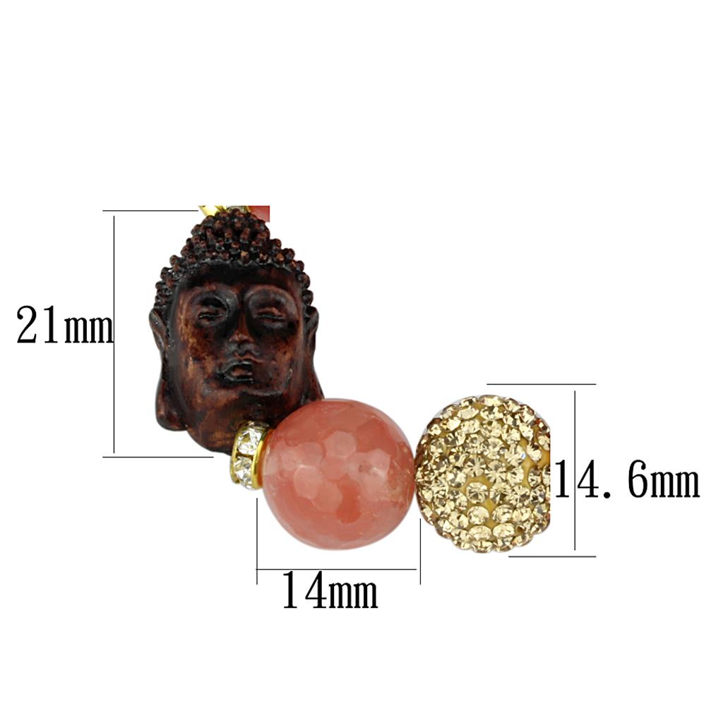 MALO3780 - Antique Copper White Metal Bracelet with Synthetic Onyx in Rose