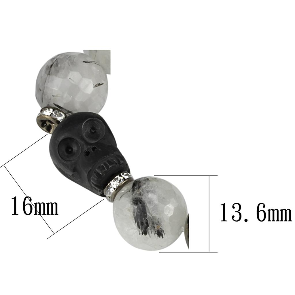 MALO3788 - Ruthenium Brass Bracelet with Synthetic Onyx in Multi Color