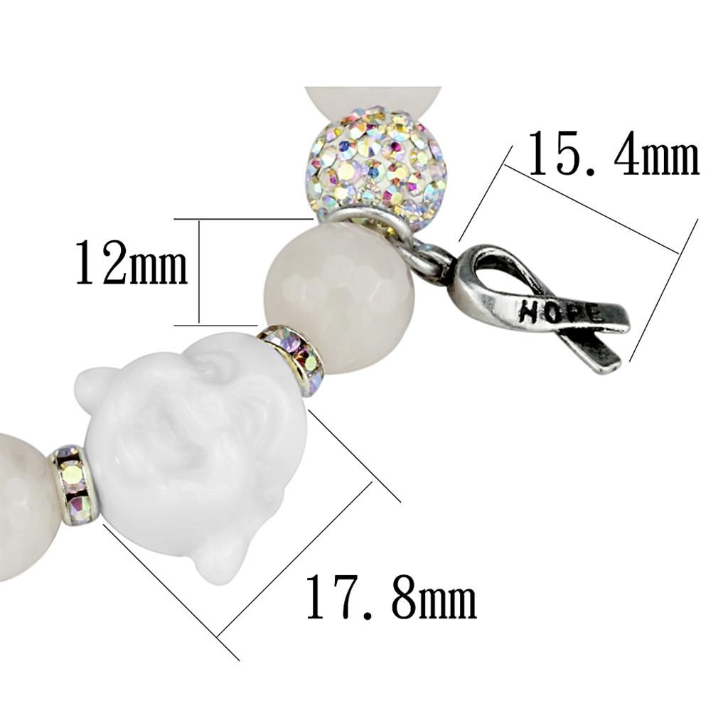 MALO3791 - Antique Silver White Metal Bracelet with Synthetic Onyx in Light Rose