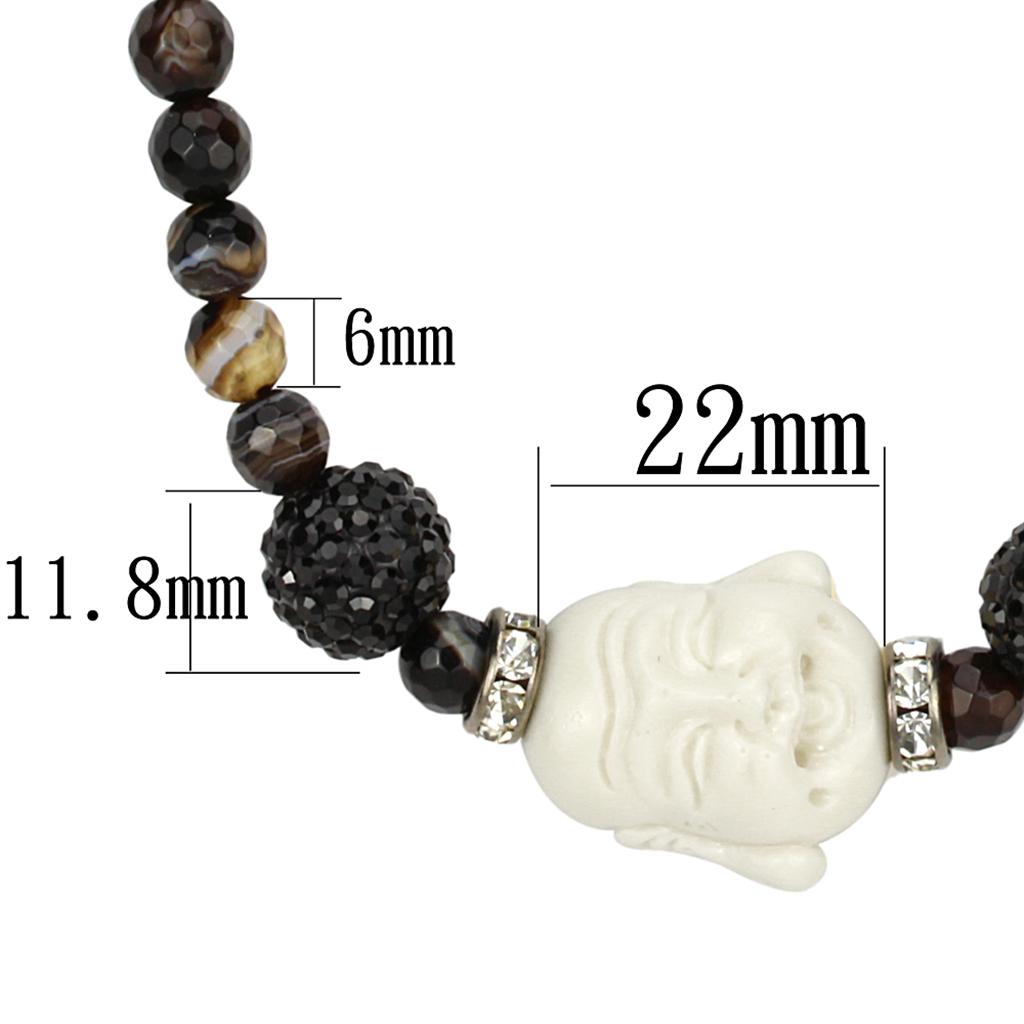 MALO3814 - Ruthenium Brass Necklace with Synthetic Glass Bead in Multi Color