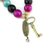 MALO3816 - Antique Copper White Metal Necklace with Synthetic Onyx in Multi Color