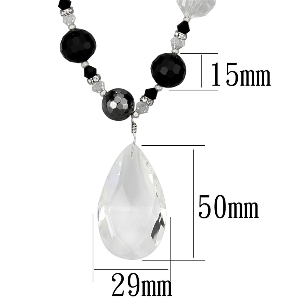 MALO3817 - Antique Silver White Metal Necklace with Synthetic Synthetic Glass in Clear