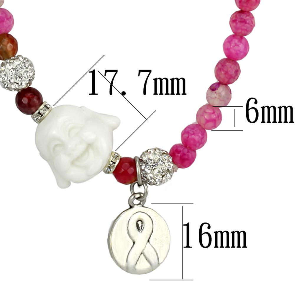 MALO3822 - Antique Silver White Metal Necklace with Synthetic Glass Bead in Multi Color