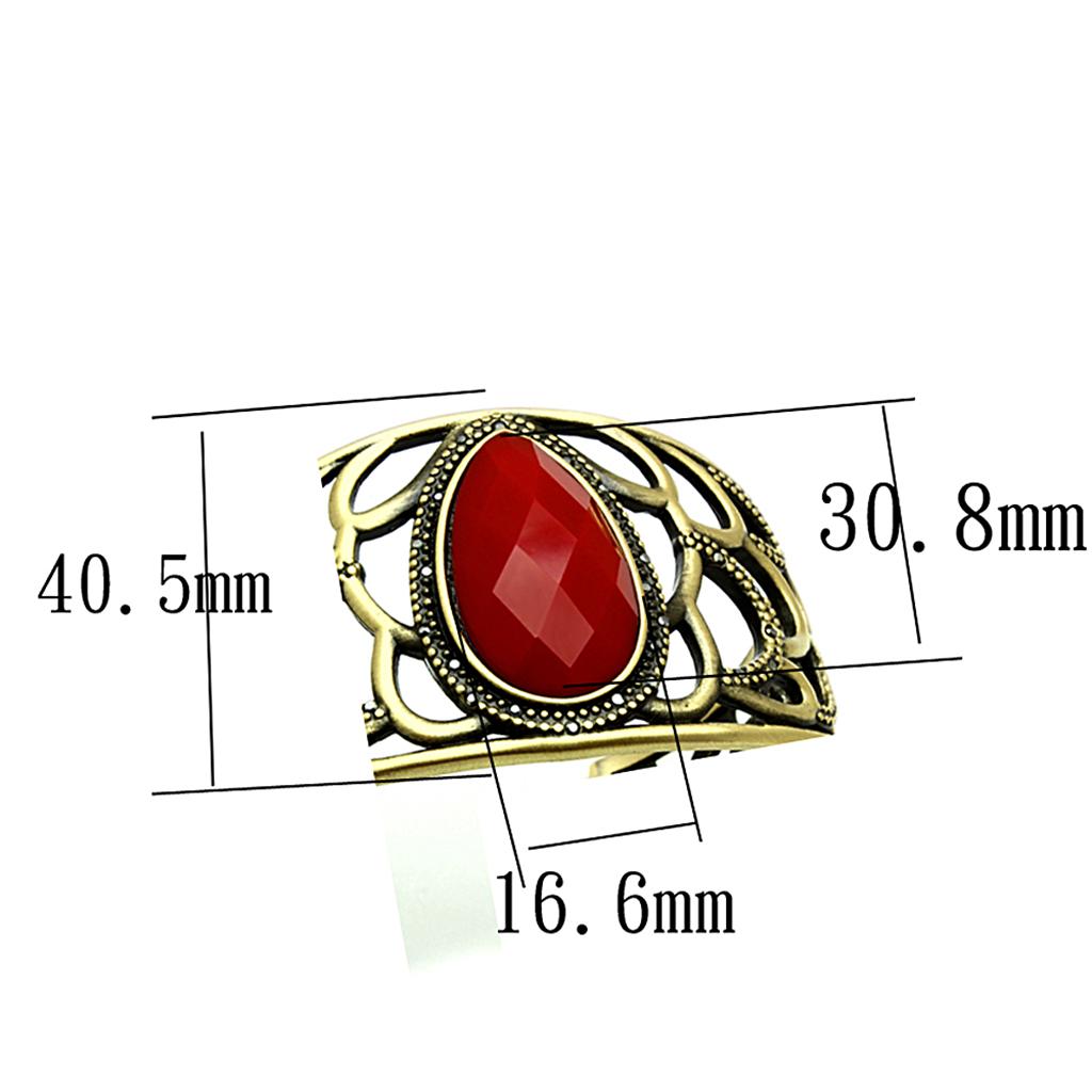 MALO3830 - Antique Copper Brass Bangle with Synthetic Synthetic Stone in Siam