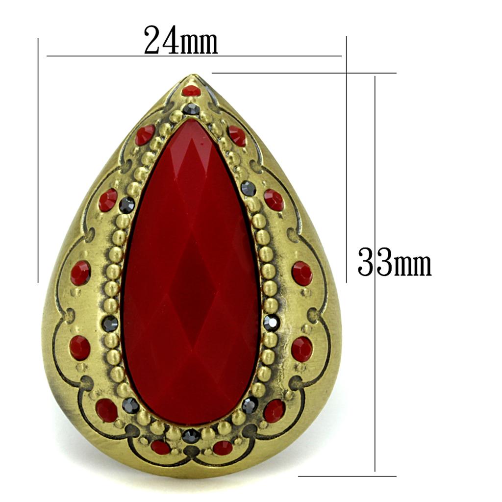 MALO3886 - Antique Copper Brass Ring with Synthetic Synthetic Stone in Siam