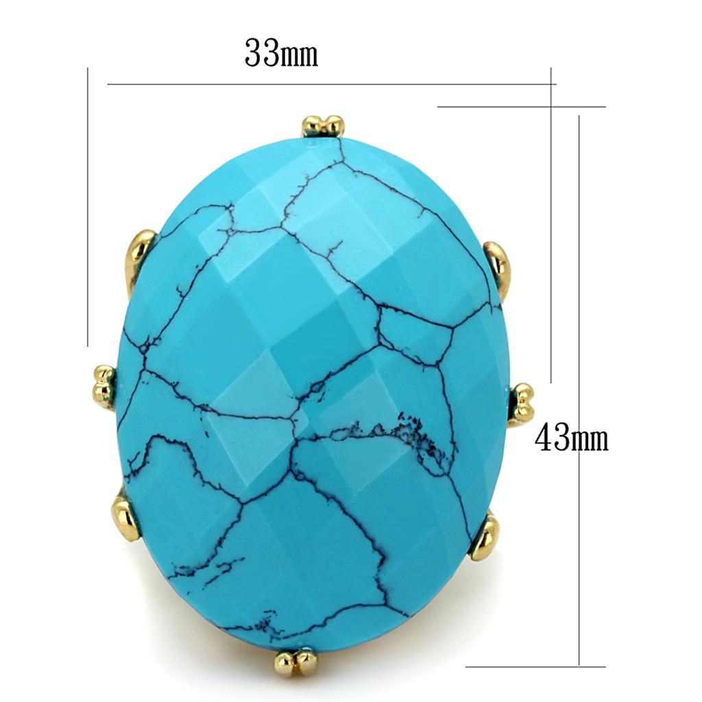MALO3901 - Gold Brass Ring with Synthetic Turquoise in Turquoise