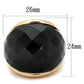 MALO3907 - Rose Gold Brass Ring with Synthetic Cat Eye in Jet