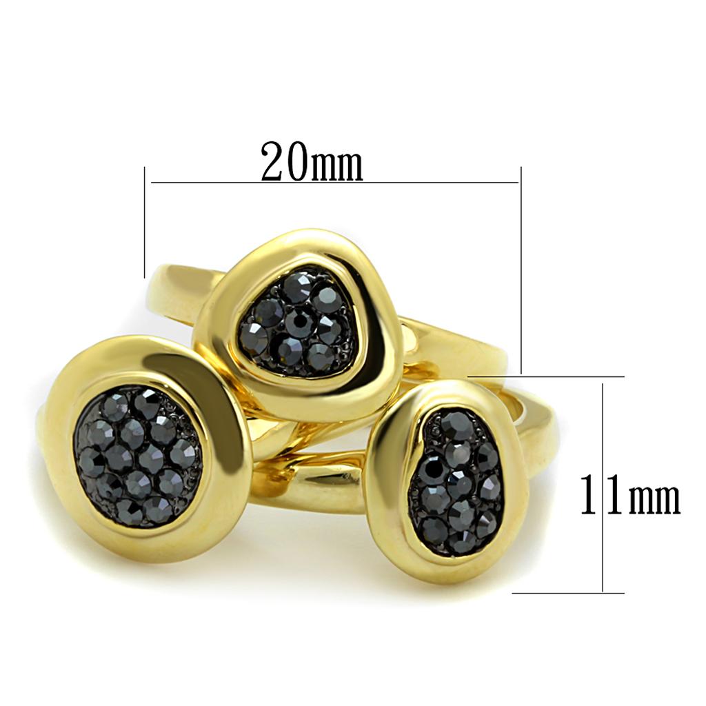 MALO3927 - Gold Brass Ring with Top Grade Crystal  in Hematite