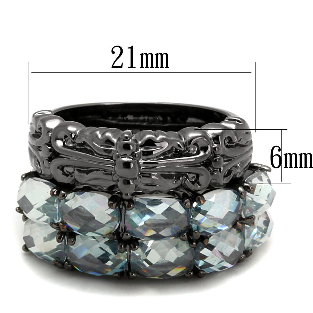 MALO3928 - TIN Cobalt Black Brass Ring with Top Grade Crystal  in Black Diamond