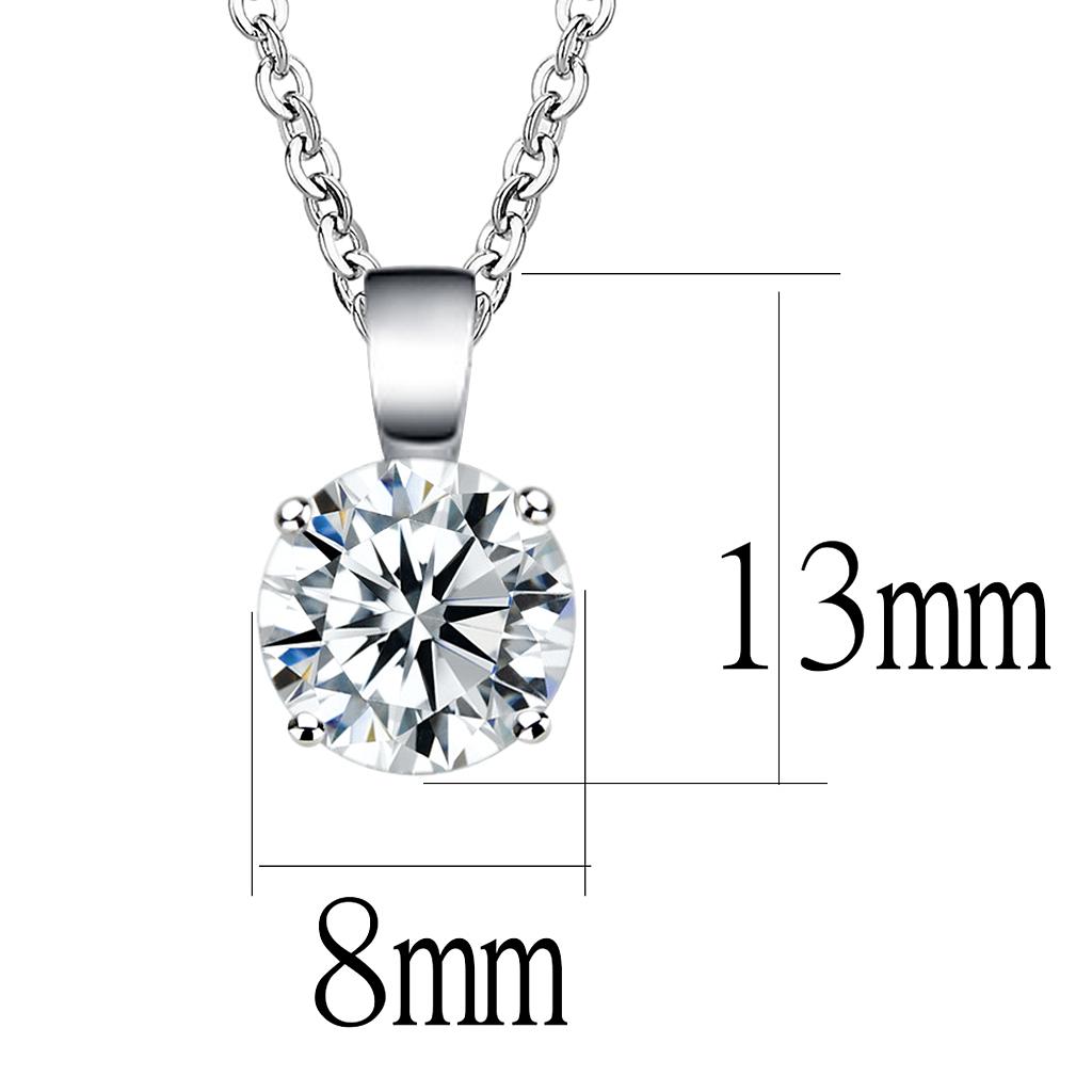 MALO3933 - Rhodium Brass Chain Pendant with AAA Grade CZ  in Clear