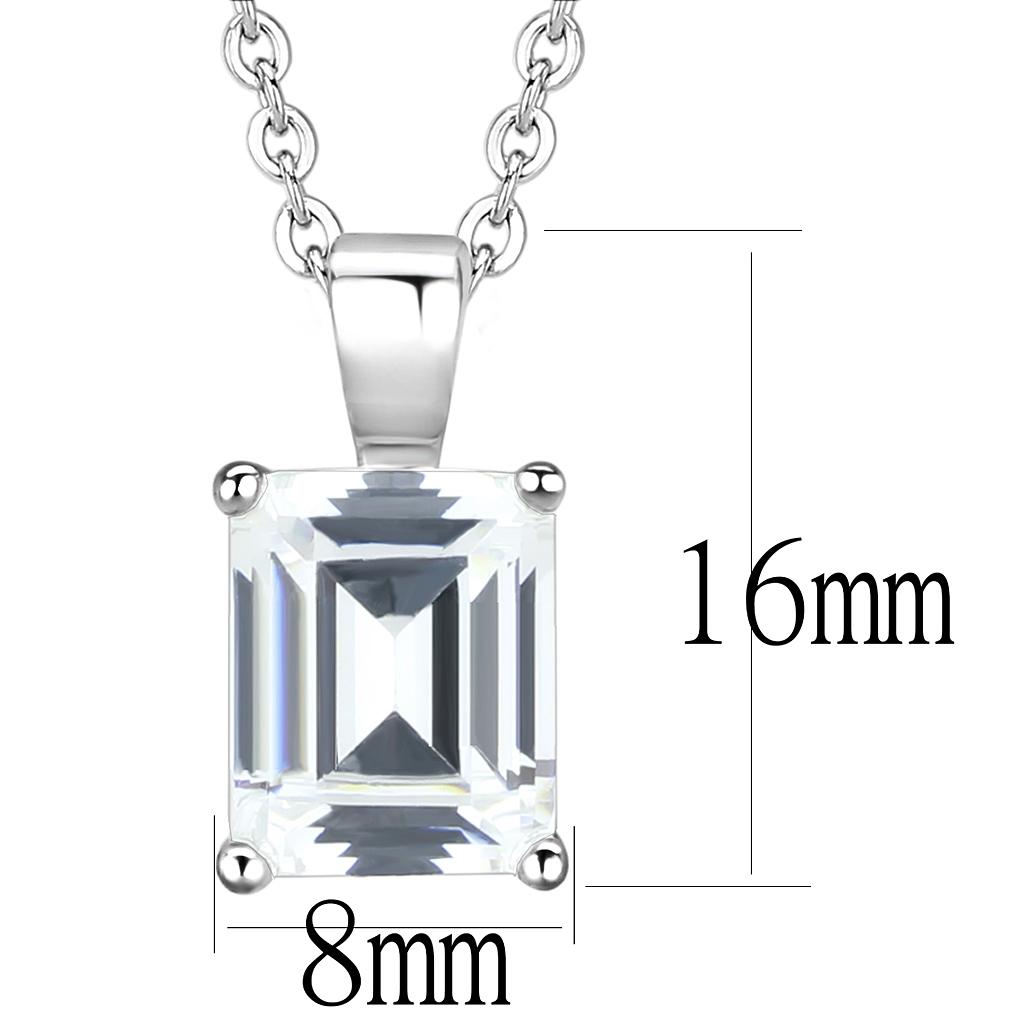 MALO3934 - Rhodium Brass Chain Pendant with AAA Grade CZ  in Clear
