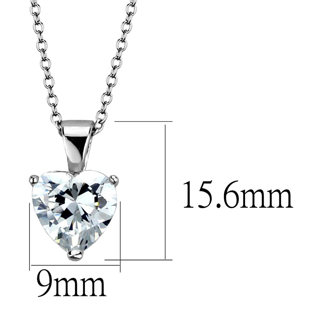 MALO3936 - Rhodium Brass Chain Pendant with AAA Grade CZ  in Clear