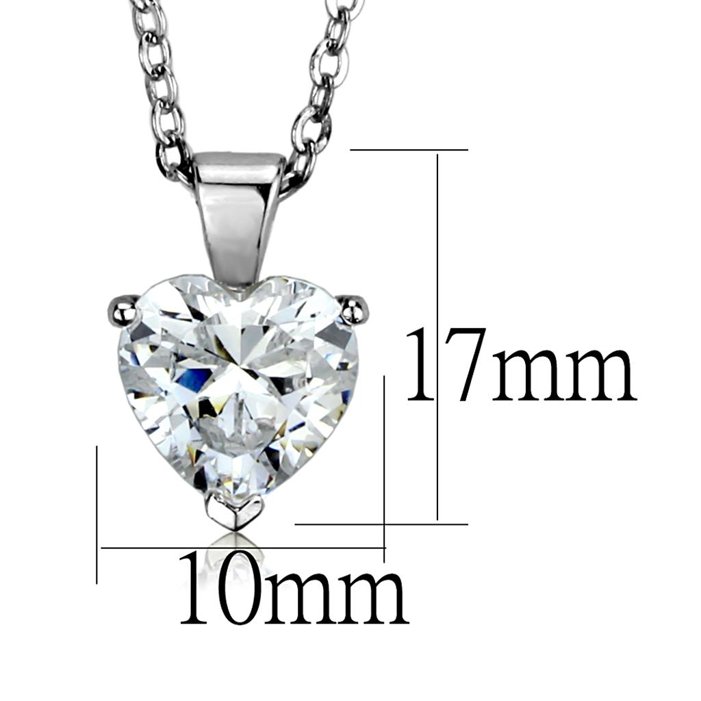 MALO3937 - Rhodium Brass Chain Pendant with AAA Grade CZ  in Clear