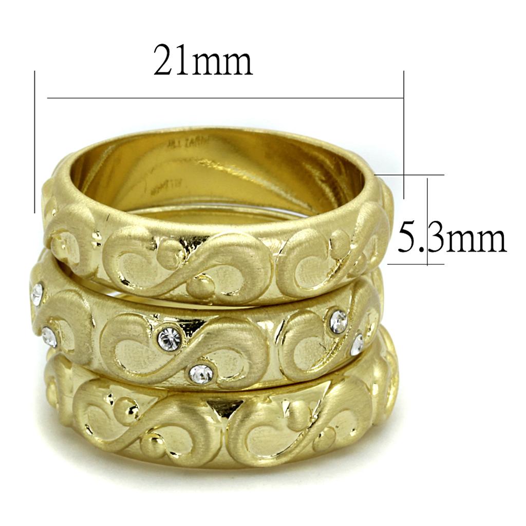 MALO3946 - Gold & Brush Brass Ring with Top Grade Crystal  in Clear