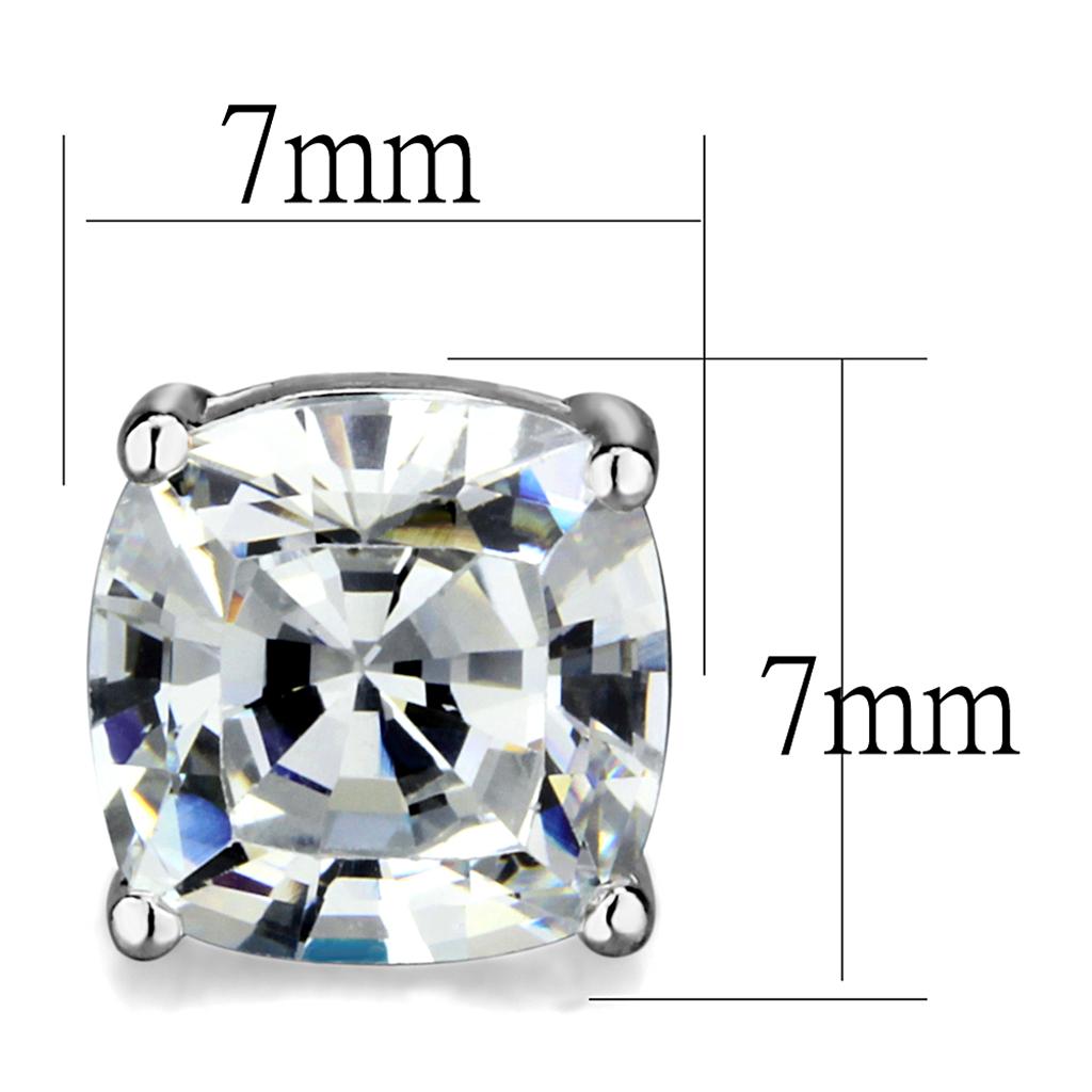 MALO3948 - Rhodium Brass Earrings with AAA Grade CZ  in Clear