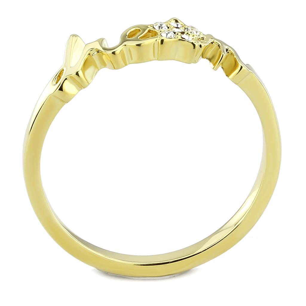 MALO3961 Flash Gold Brass Ring with Top Grade Crystal in Clear