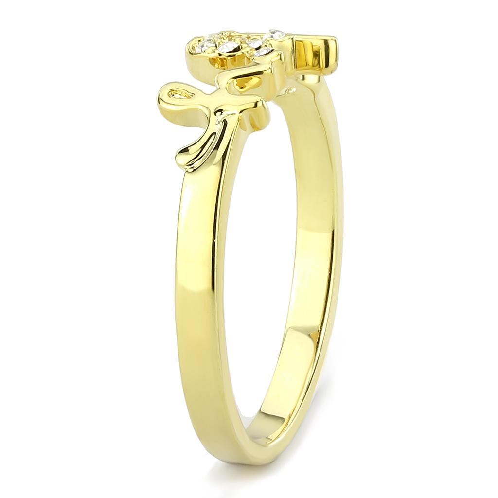 MALO3965 - Flash Gold Brass Ring with Top Grade Crystal  in Clear