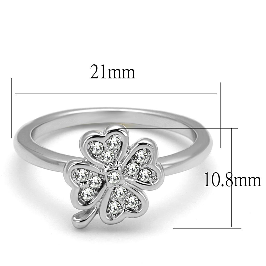 MALO3988 - Rhodium Brass Ring with Top Grade Crystal  in Clear