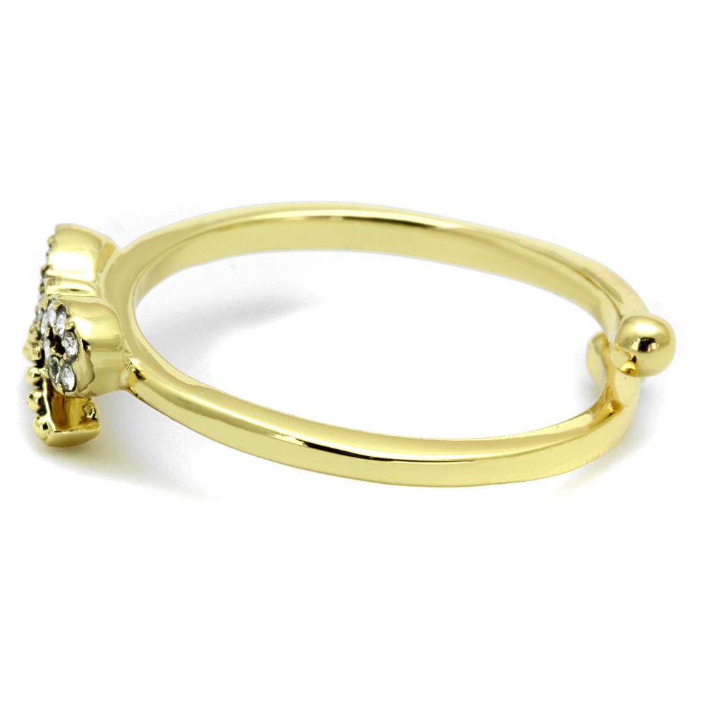 MALO4042 - Flash Gold Brass Ring with Top Grade Crystal  in Clear