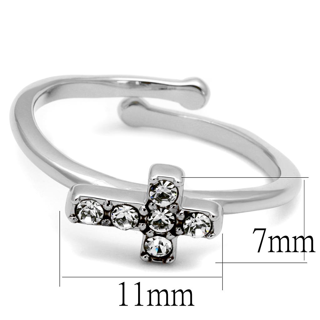 MALO4043 - Rhodium Brass Ring with Top Grade Crystal  in Clear